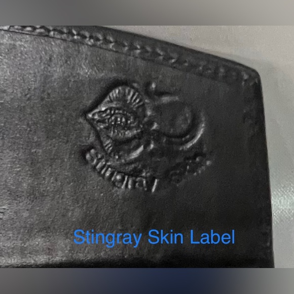 Black Long Wallet Genuine Sparkling Sting Ray Skin Billfold Snap & Zipper - Picture 2 of 8